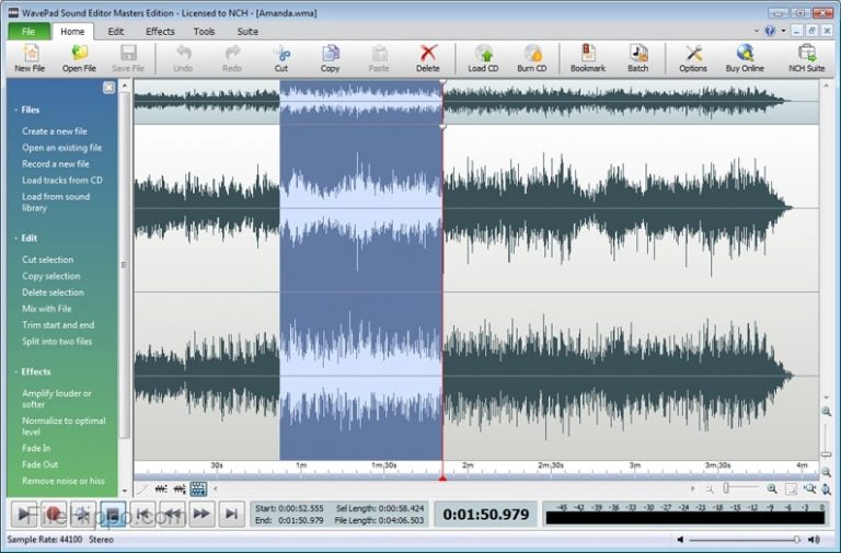 free nch wavepad sound editor